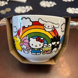 Hello kitty ceramic bowls with chopsticks